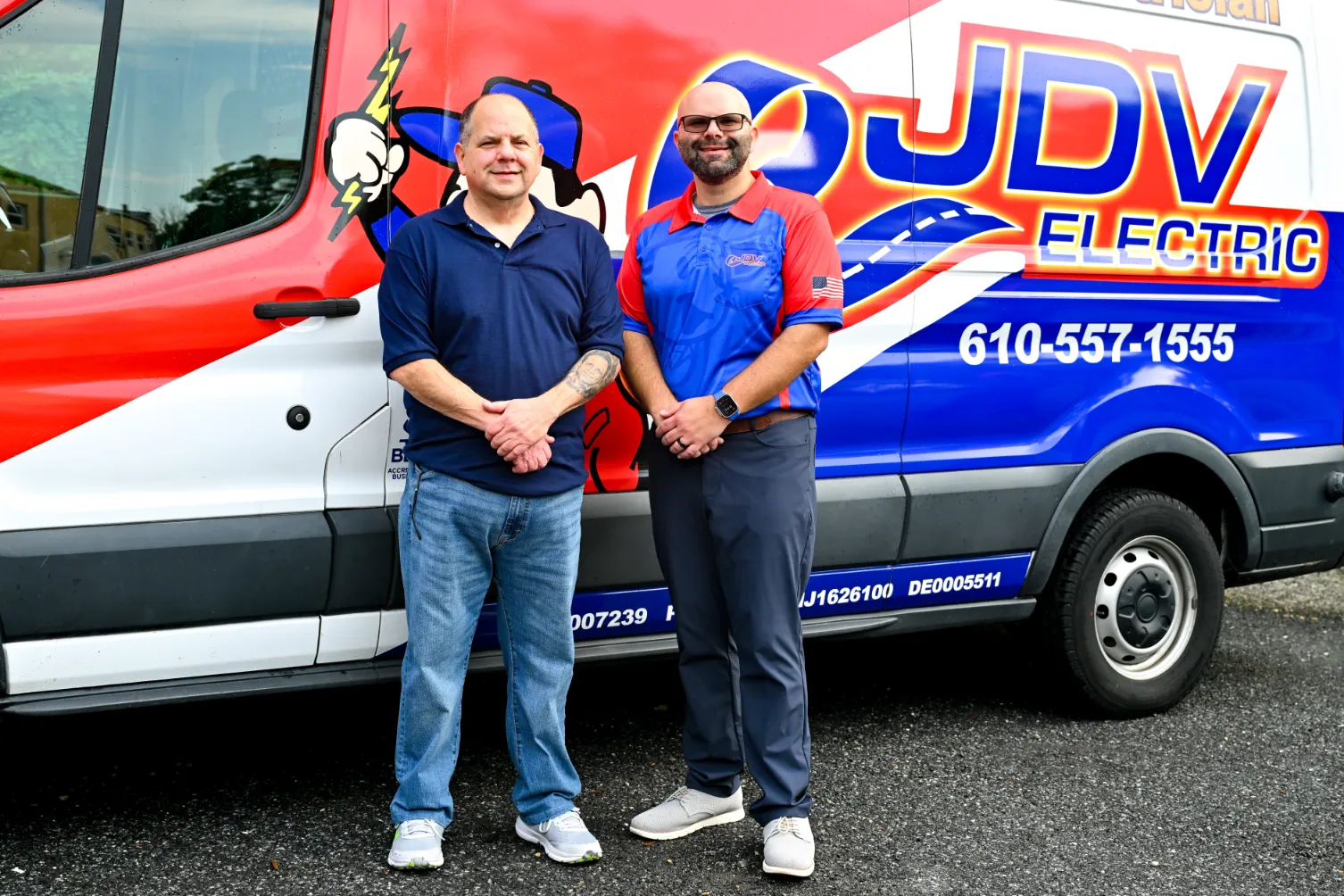 JDV Electric team in front of service van